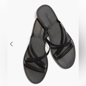 NWOT Madewell Boardwalk Skinny Strap Black Strappy Sandals size 7.5